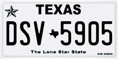 TX license plate DSV5905