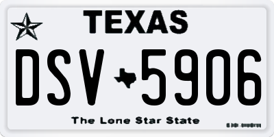 TX license plate DSV5906