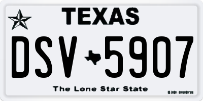 TX license plate DSV5907