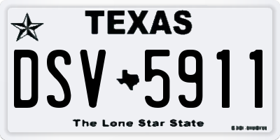 TX license plate DSV5911