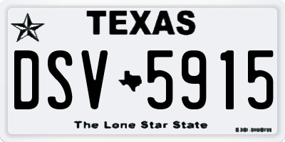 TX license plate DSV5915