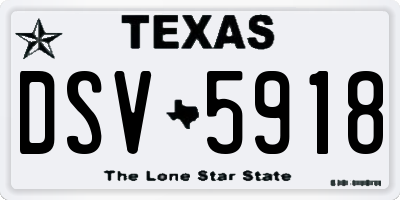 TX license plate DSV5918