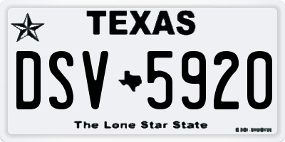 TX license plate DSV5920