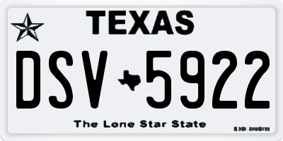 TX license plate DSV5922
