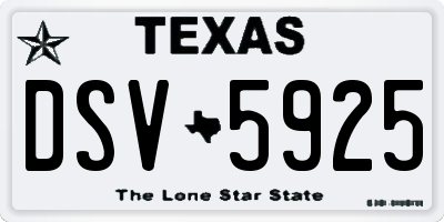 TX license plate DSV5925