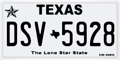 TX license plate DSV5928