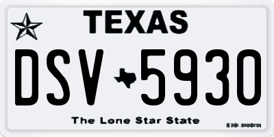 TX license plate DSV5930