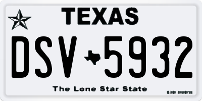 TX license plate DSV5932