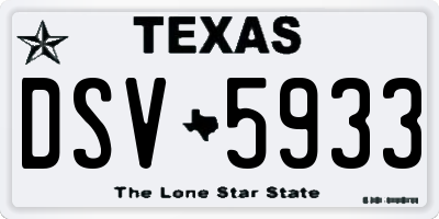 TX license plate DSV5933