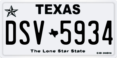 TX license plate DSV5934