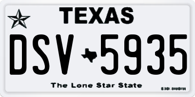 TX license plate DSV5935
