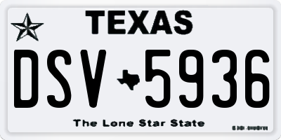 TX license plate DSV5936