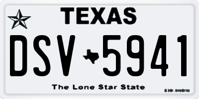 TX license plate DSV5941