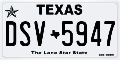 TX license plate DSV5947