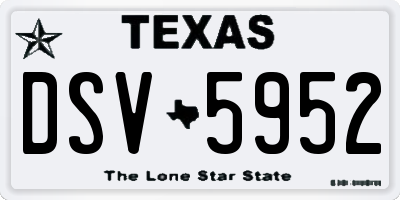 TX license plate DSV5952