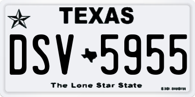 TX license plate DSV5955