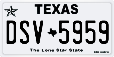TX license plate DSV5959