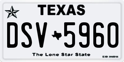 TX license plate DSV5960