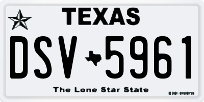 TX license plate DSV5961