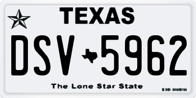 TX license plate DSV5962