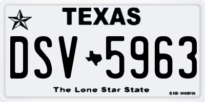 TX license plate DSV5963