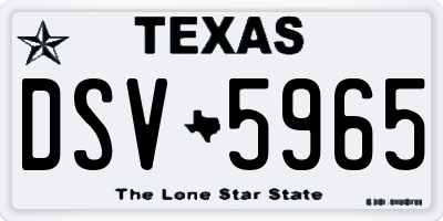 TX license plate DSV5965