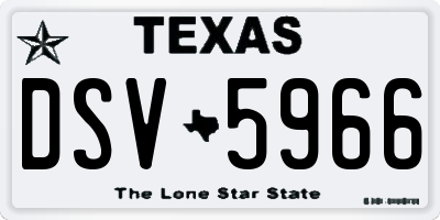 TX license plate DSV5966