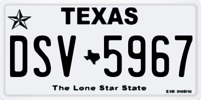 TX license plate DSV5967