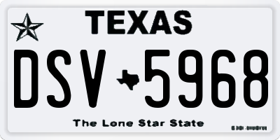 TX license plate DSV5968