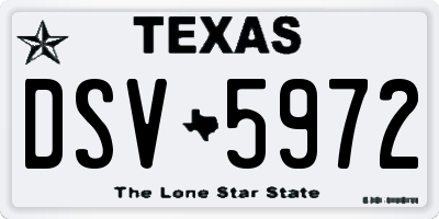 TX license plate DSV5972