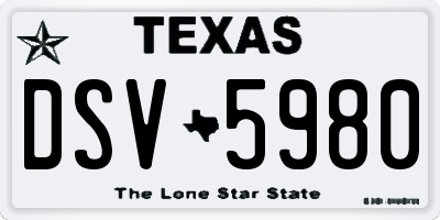 TX license plate DSV5980