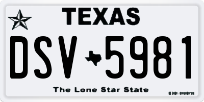 TX license plate DSV5981
