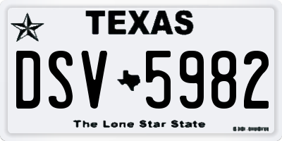 TX license plate DSV5982