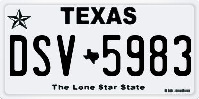 TX license plate DSV5983