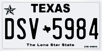 TX license plate DSV5984