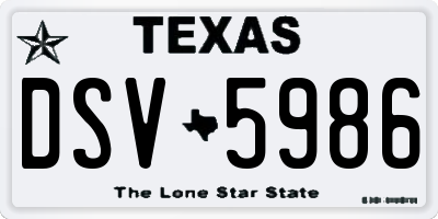 TX license plate DSV5986