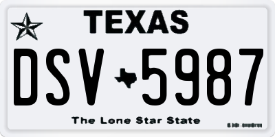 TX license plate DSV5987