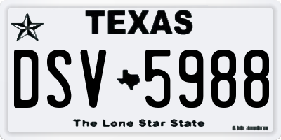 TX license plate DSV5988