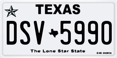 TX license plate DSV5990