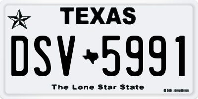 TX license plate DSV5991