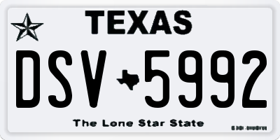 TX license plate DSV5992
