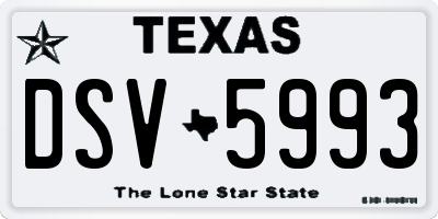 TX license plate DSV5993