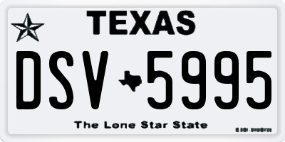 TX license plate DSV5995