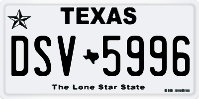 TX license plate DSV5996