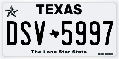 TX license plate DSV5997