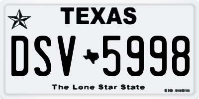 TX license plate DSV5998