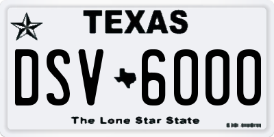 TX license plate DSV6000