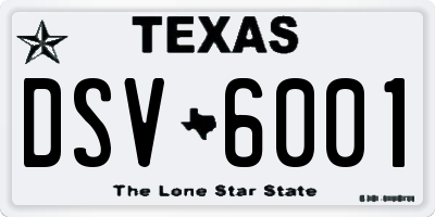 TX license plate DSV6001