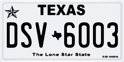 TX license plate DSV6003