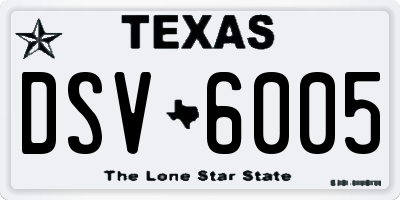 TX license plate DSV6005